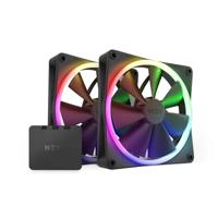 NZXT f140 rgb case fans (zwart, 2 stuks, 140 x 140 x 26 mm, pwm, incl. controller) - thumbnail