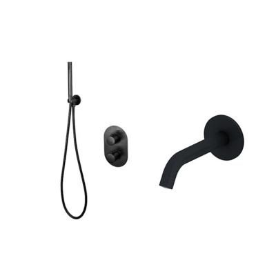 Badset Sanilux Rubb Inbouw Met Thermostaat, Doucheslang en Handdouche Mat Zwart Sanilux