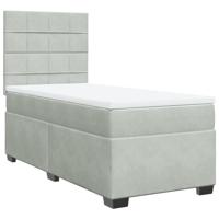 Boxspring met matras fluweel lichtgrijs 140x190 cm - thumbnail