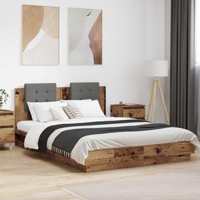 Bedframe met Hoofdeinde Oud Hout 150 x 200 cm Bewerkt hout