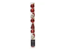 Decoris Kerstballen glas figuur 6cm rood 9st - thumbnail