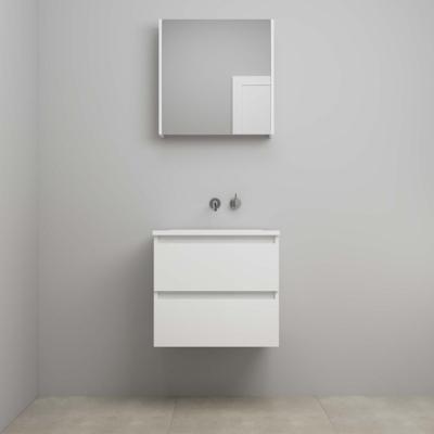 On-Line Badkamermeubelset - 60 cm - Voorgemonteerd - Acryl Wastafel - zonder Kraangat - Spiegelkast - Hoogglans Wit