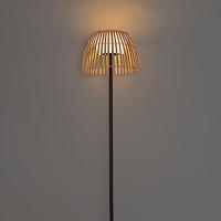 QAZQA Landelijke buiten vloerlamp zwart met bamboe incl. LED - Kaiser - thumbnail