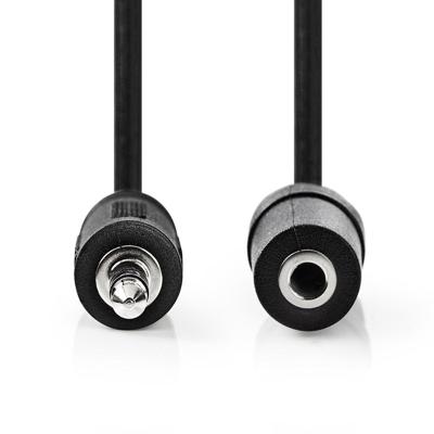 Stereo-Audiokabel | 3,5 mm Male | 3,5 mm Female | Vernikkeld | 2.00 m | Rond | Zwart