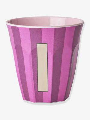 Gestreepte melamine mok LETTER I rice, medium 250 ml meerkleurig