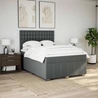Boxspring met matras stof donkergrijs 140x200 cm - thumbnail