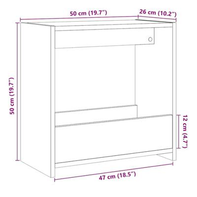 Bijzettafel 50x26x50 cm bewerkt hout oud houtkleurig