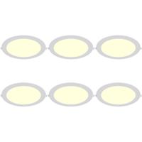 LED Downlight Inbouwspot Dimbaar 6 Stuks - Brinton Thin - 18W 1800lm 120° Bundelhoek - Warm Wit 3000K - IP40 - Rond - Wit - Ø229mm Buitenmaat - Ø205mm Zaagmaat - thumbnail