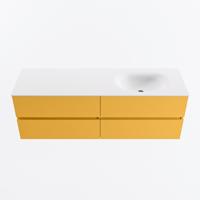 MONDIAZ VICA 150cm badmeubel onderkast Ocher 4 lades. Wastafel MOON rechts 1 kraangat, kleur Talc. - thumbnail