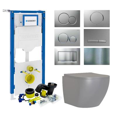 Geberit UP320 Toiletset Compleet | Inbouwreservoir | Mudo Mat Grijs Randloos | Drukplaat