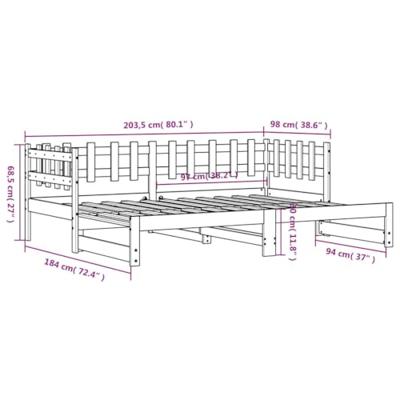Slaapbank uitschuifbaar massief grenenhout zwart 2x(90x200) cm
