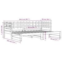 Slaapbank uitschuifbaar massief grenenhout zwart 2x(90x200) cm - thumbnail