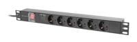 Lanberg PDU-06F-0200-BK energiedistributie 6 AC-uitgang(en) 1U Zwart - thumbnail