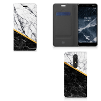 Nokia 5.1 (2018) | Standcase | Marmer Wit Zwart - Origineel Cadeau Man - thumbnail