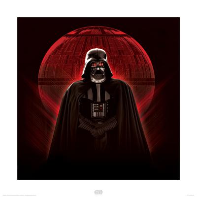 Kunstdruk Star Wars - Rogue One Darth Vader and Death Star 40x40cm