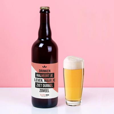Bierfles (750ml) Drinken halveert je leven (750ml)