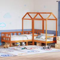 Kinderbedset met huisje massief grenenhout wasbruin 90x200 cm - thumbnail