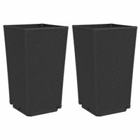 Plantenbakken 2 st 32,5x32,5x57 cm polypropeen zwart - thumbnail