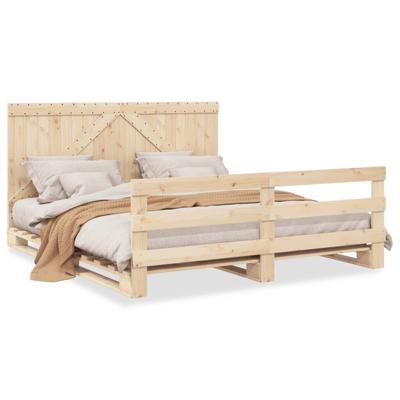 Bedframe met hoofdbord massief grenenhout 200x200 cm