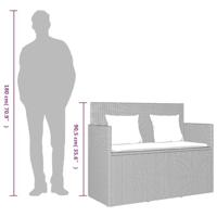 Tuinbank met kussens poly rattan lichtgrijs - thumbnail