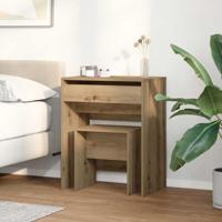 Kaptafel artisanaal eikenkleurig 60 x 40 x 75 cm Bewerkt hout - thumbnail