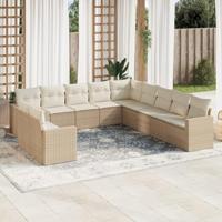 11-delige Tuinset met kussens poly rattan beige - thumbnail