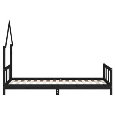 Kinderbedframe 90x190 cm massief grenenhout zwart