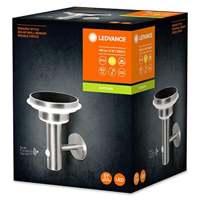 LEDVANCE ENDURA STYLE SOL WALL2CIRCLE6WST LEDV 4058075392687 Wandlamp op zonne-energie met bewegingsmelder LED 6 W Staal LEDVANCE ENDURA STYLE SOL WALL2CIRCLE6WST LEDV 4058075392687 Wandlamp op zonne-energie met bewegingsmelder LED 6 W Staal