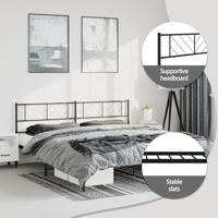 Bedframe met hoofdbord metaal zwart 183x213 cm - thumbnail