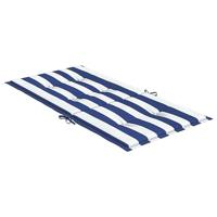Stoelkussens 6 st lage rug gestreept stof wit en blauw - thumbnail