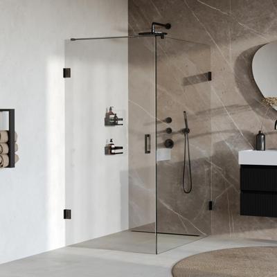 Brauer Void - Douchecabine met Draaideur - Helder Glas - 90x140x200 cm - incl. Glascoating - Mat Zwart