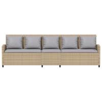 Tuinbank 5-zits met kussens poly rattan beige - thumbnail