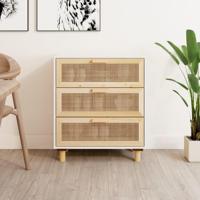 Dressoir 60x30x70 cm massief grenenhout en rattan wit - thumbnail