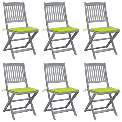 Tuinstoelen 6 st inklapbaar met kussens massief acaciahout