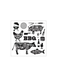 J-Line servet Bbq - papier - wit|zwart - large - 9 pakken van 20 - thumbnail