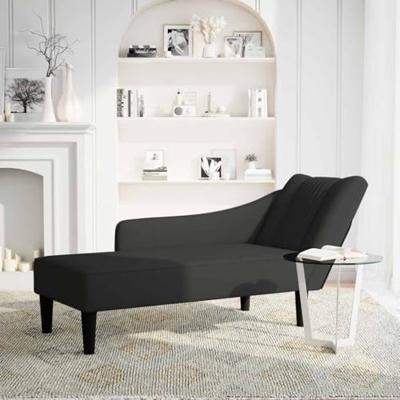 Chaise longue met rechterarmleuning fluweel zwart Chaise longue met rechterarmleuning fluweel zwart