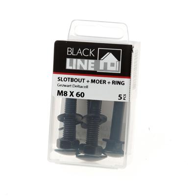 Blackline Slotbout+Moer+Sluitring Hcp Zwart M8X60 | 5 stuks - 6901.11.18060