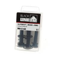 Blackline Slotbout+Moer+Sluitring Hcp Zwart M8X60 | 5 stuks - 6901.11.18060 - thumbnail