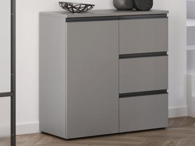 Commode BASILIQUE 1 deur 3 lades steengrijs Commode BASILIQUE 1 deur 3 lades steengrijs