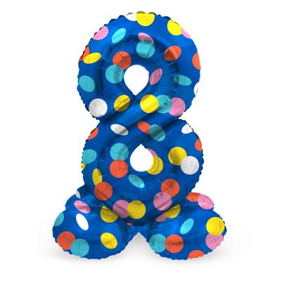 Folat BV Staande folieballon colorful dots cijfer 8 - 72cm Folat BV Staande folieballon colorful dots cijfer 8 - 72cm