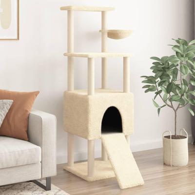 VidaXL Kattenmeubel met sisal krabpalen 153 cm crèmekleurig