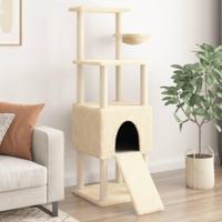 VidaXL Kattenmeubel met sisal krabpalen 153 cm crèmekleurig - thumbnail