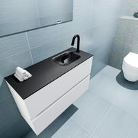 MONDIAZ ADA 80cm toiletmeubel talc. LEX wastafel urban rechts 1 kraangat - thumbnail