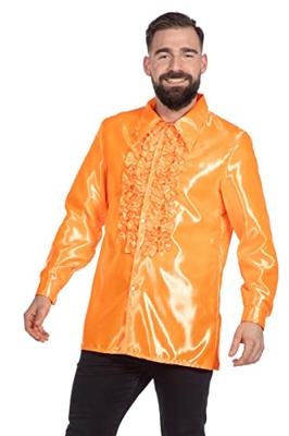 Ruchesblouse satijn oranje Kevin