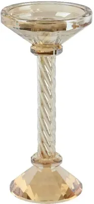 Decoris kandelaar glas deco 10x20cm bruin