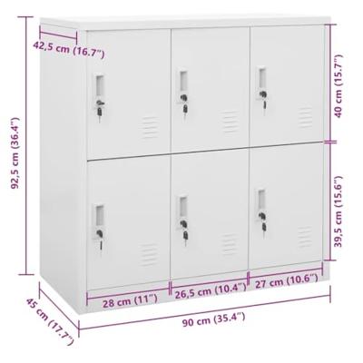 Lockerkast 90x45x92,5 cm staal lichtgrijs