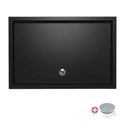 Douchebak Xenz Mariana | 120x80x4 cm | Incl.Afvoersifon-Chroom | Acryl | Rechthoekig | Zwart mat Douchebak Xenz Mariana | 120x80x4 cm | Incl.Afvoersifon-Chroom | Acryl | Rechthoekig | Zwart mat