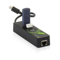 TECHLY 105810 Adapter USB-C™ Ethernet Gigabit met hub 3 poorten USB-A 3.0, zwart - thumbnail