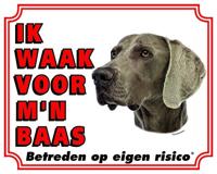 Weimaraner Waakbord - Ik waak voor mijn baas - thumbnail