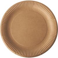 Bord "pure", rond, bruin, diameter 23 cm, uit karton, pak van 50 stuks - thumbnail